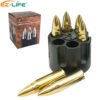 Cartridge Clip Promotional Gift Set Gold Whiskey Stones Stainless Steel Bullet Ice Cubes 3