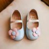 Size 21-35 Wholesale Spring Autumn Kids Casual Leather Shoe With Flower Princess Light Blue Children Girl Shoe 3