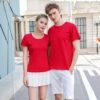 Red Fluorescein Promotional Cheap Gym Tops,Dry Fit 100% Polyester Men Women O Neck Sport T shirt 3