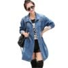 YSMARKET S-5XL Boyfriend Style Plus Size Denim Coats Outwear Long Fashion Blue Jeans Tops Button Jacket Women Long Sleeve E08007 3