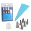 8Pcs Seamless Stainless Steel Cake Piping Tip Include Pastry Bag Flower Nails Plastic Coupler 3