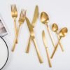 Titanium PVD Plated Stainless Steel Matte Gold Flatware Cutlery 3