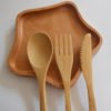 Wholesale bamboo cutlery/flatware sets wooden utensils sets spoon fork knife set 3