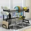 Kitchen Black Coating Dish Drying Rack Cup Holder Dish Corner Rack 3