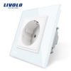 Livolo VL-C7C1EU-11 EU Standard Power Socket White Crystal Glass Panel 220~250V 16A Wall Power Socket 3
