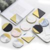 Round and Square Marble Texture Bicolor Coasters with Gold Edge 3