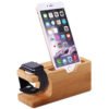Bamboo Wood Charging Bracket Dock Phone Holder for Iphone Apple Watch Stand 3
