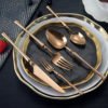 Wholesale Housewares Mirror Polish Rose Gold Cutlery Set 3
