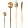 Portuguese Design High Quality Western restaurant Golden tableware Stainless steel Spoon fork cutlery set Wedding Gifts Flatware 3