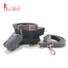 Rose Gold Metal Buckle Tweed Dog Collar with Matching Dog Leash, Dog Poop Bag Holder Rose Gold Metal Zipper 3
