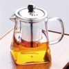 Square glass tea pot with stainless steel infuser and lid 3