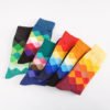 Fancy wholesale quick dry diamond pattern custom colorful sports tube socks men 3