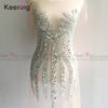 Beautiful fashion crystal embroidered wedding dress rhinestone appliques bodice WDP-109 3