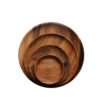 8 Inch Customized Logo Natural Food Snack Acacia Round Wooden Plate For Dining Tableware 3