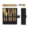 Environmentally Friendly Products Black 100% Degradable Zero Pollution Reusable Bamboo Wooden Travel Cutlery Set 3