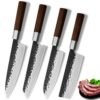 Handmade Forged Carbon Steel Knife Set 8'' Chef 8'' Cleaver 7'' Santoku 7'' Chopping Knives Japanese Kitchen Knife 3