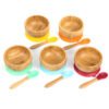 Mix & Match Organic - Bamboo Baby Gift Set. Bamboo Baby Bowl + Bamboo Baby Divided Plate + 5 Assorted Spoons Set. Great 3