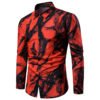 Cotton Blended Slim Fit Shirt Men Ink Print Casual Shirt For Male 3