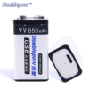 100% Full high capacity USB rechargeable batteries 9V 650mAh li ion battery 3