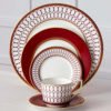 European bone plates China dinnerware set Turkish Dubai korean luxury red ceramic plates wholesale Chinese ceramic tableware 3