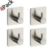 SUS304 Brushed Nickel Towel/Robe Hook 3M Self Adhesive Wall hooks For Kitchen Bathroom 4pcs/pack 3