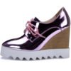 Latest design wedge shoes shining toe platform women casual shoes fashion girls sports shoes 3