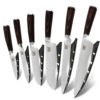 FREE Shipping 6Pc Chef Knife Set Damascus Veins Pakka Wood Handle Knife Kitchen 7Cr17Mov Stainless Steel Kitchen Knife Set 3