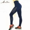 AMESIN YLF053 Free Sample Hollow out Seamless Knit Solid Color Athletic Leggings For Women 3