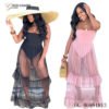 *GC-86961813 2020 new arrivals Wholesale Solid Color Strap Nightwear Mesh Sexy Maxi Female Clothing Dress African clothing 3