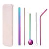 FDA Approved Reusable Straw Custom Logo Drinking Boba Straw Set Stainless Steel Metal Straw 3