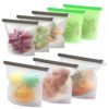 FDA Grade BPA free Large Food Fresh Container Set Ziplock Design Leak-proof Seal Reusable Silicone Food Storage Bags 3