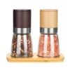 Stainless steel ring Ceramic core Beech Wood Pepper Salt and Spice Grinder Set with 140mlx2 glass jar 3