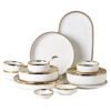 Hot Selling White Glossy Finish Gold Trim Dinnerware Dish Set and Porcelain Soup Bowls for Catering 3