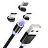 New 3 in 1 LED Magnetic Charging 360 Degree Nylon Braided Magnet USB Charger Cable 3