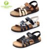 GUOLUOFEI PU Leather Sandals for Women men Unisex Summer Casual Cork Flat slippers 3