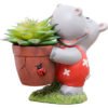 Roogo resin hippopotamus shaped flower pots planter 3