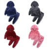 Custom Teen Autumn Winter Warm Baby Girls Suit Boys Velvet Long Sleeve Kids Hooded Clothes Sets 3