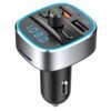 AGETUNR T25Q Bluetooth 5.0 car fm transmitter car stereo mp3 player SD card Udisk quick charge QC 3.0 light switch design Sliver 3