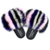 hot sale wholesale cheap animal fur slides for woman lady fuzzy slipper new design custom logo fox fur fluffy slides 3