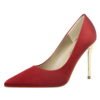9219-20 European and American fashion simple women's shoes high heel satin shallow mouth pointed sexy nightclub pumps 3