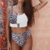 QY4713 High Quality Two Piece Women High Waisted Leopard Swimsuit Swimwear Bikini 3