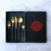 Stainless Steel 18/8 matte gold flatware set metal knife fork spoon gold plated cutlery set in stock for Christmas 3