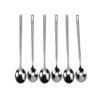 6 piece Stainless Steel Tea Spoons Long Handle Latte Ice Cream Sundae Coffee Spoon 3