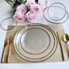 Clear Gold rim Dinner Plate and fruit salad bowl Glass Dinnerware Sets for Home Wedding Decorative 3