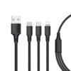 3 in 1 USB Nylon Braided Multiple heads Mobile Phone Charger Cable with 3 heads 3