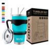 WeVi 20 oz and 30oz double walled stainless steel metal glass tumbler with straw 3