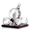 Wholesale Etched 850ml Liquor Glass World Globe Whiskey Decanter Gift Set 3