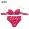 China manufacturer new arrival cotton cut print padded teens bra and panties set 3