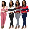 Fashion Ladies Zipper Hoodie and Pants Two Pieces Tracksuit with Custom Logo Printing Tracksuits 3