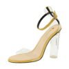 29-5 Korean fashion temperament new high heel crystal with round with high heel transparent word with open toe sandals 3